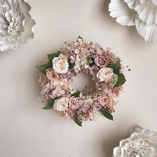 tendresse 優しさ溢れるヌーディーカラーのリース WM009 プリザーブド  