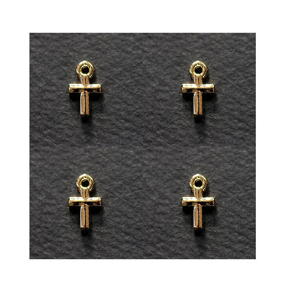小さなクロス NO1 十字架パーツ 11.5×7mm ゴールド 軽いメタル調