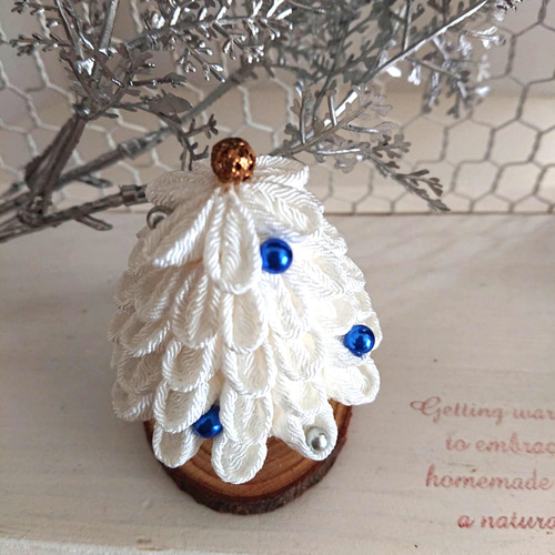 【Rusty】つまみ細工 クリスマス ホワイト つまみ細工 クリスマスツリー ホワイト クリスマス Christmas