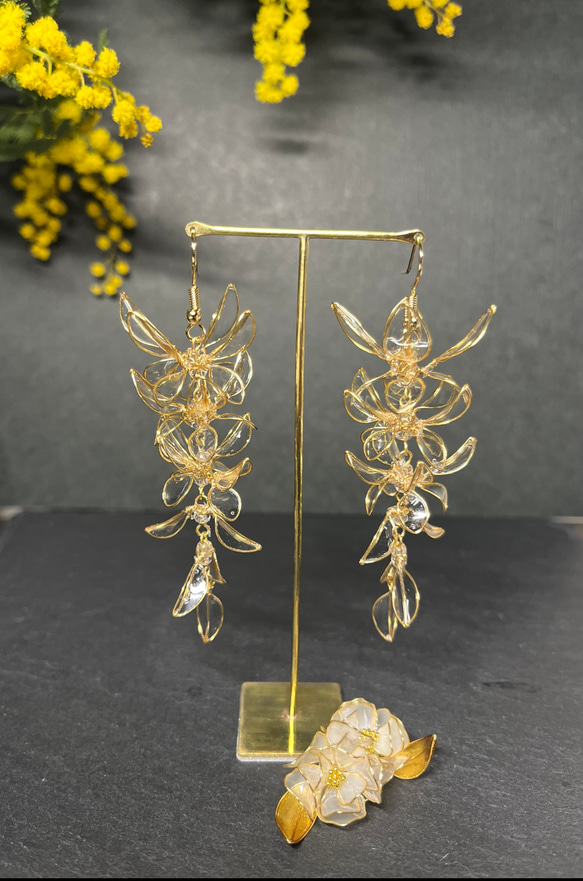 藤の花 クリア ピアス イヤリング ディップアート ディップフラワー アメリカンフラワー 藤の花 クリア ピアス イヤリング ディップアート ディップフラワー アメリカンフラワー