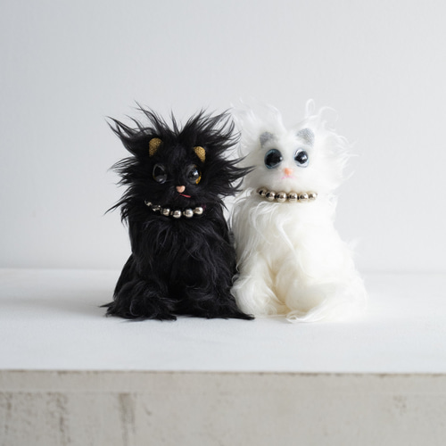 猫ぬいぐるみ(ふわふわキーホルダーS）long black ぬいぐるみ