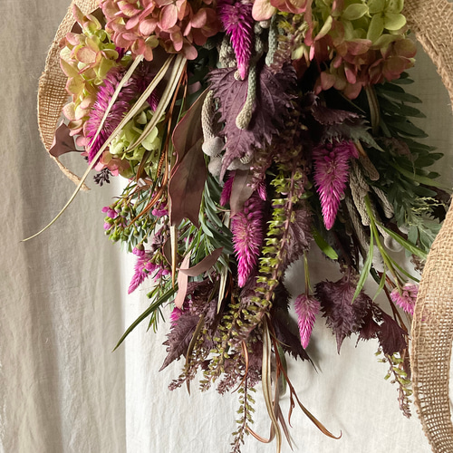 受注制作10月25日まで受付】赤紫蘇薫(あかしそかおる)スワッグ