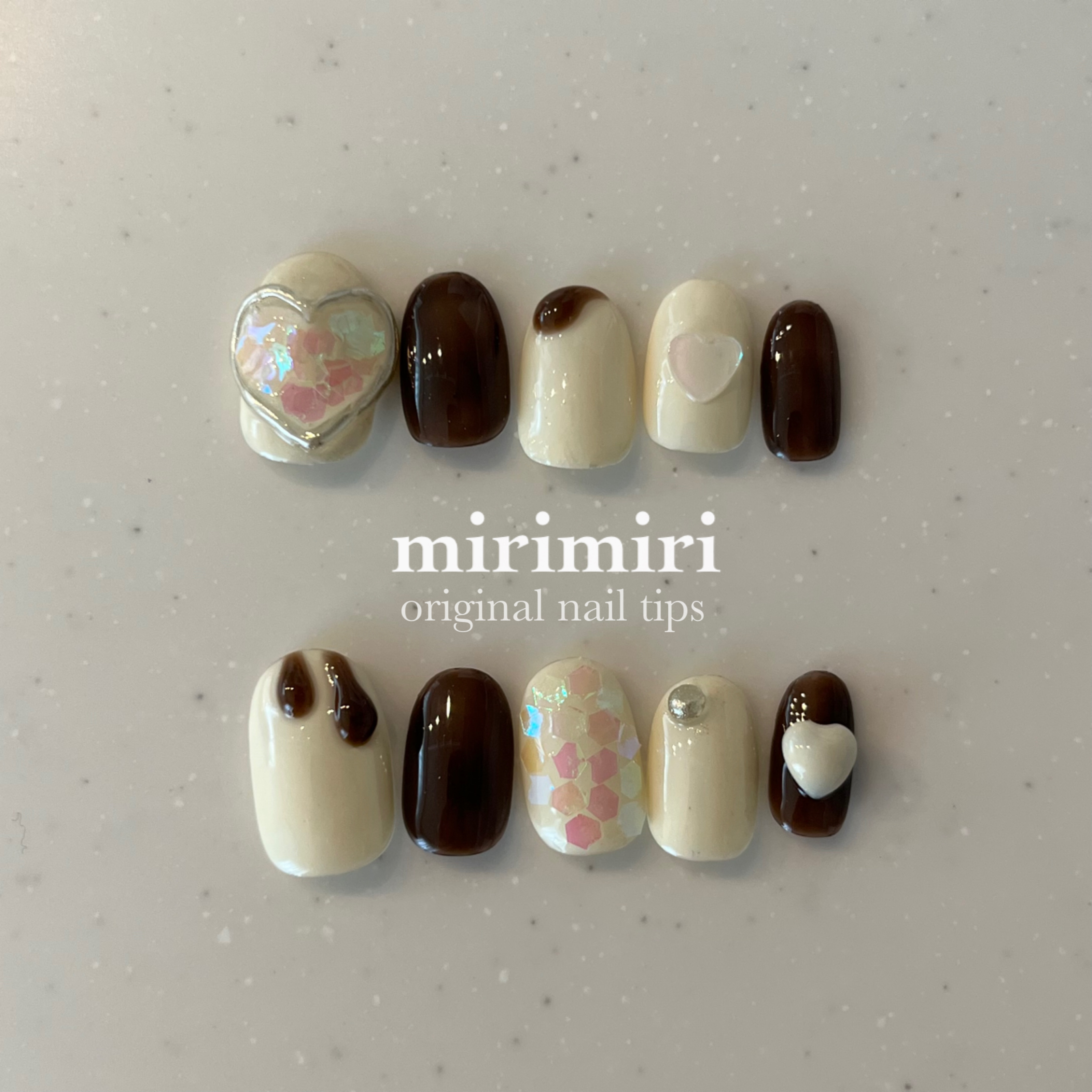 136 〗ネイルチップ バレンタイン チョコレート ハートネイル ぷっくり  