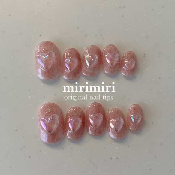 138 〗ネイルチップ ピンクネイル 冬ネイル ハートネイル フレンチ  