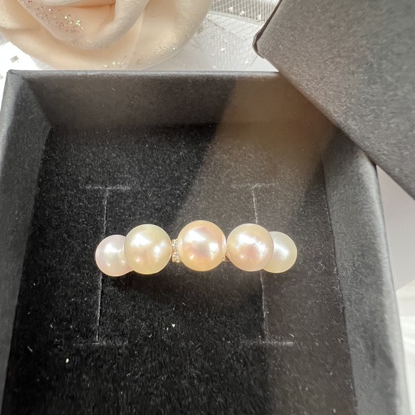 本真珠　あこや真珠　銅製K18GP フリーサイズ対応　リング　指輪 6枚目の画像