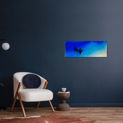 新作　壁掛けアートパネル マンタの海　オニイトマキエイ　ペア　ブルーシー水中76×30 7枚目の画像