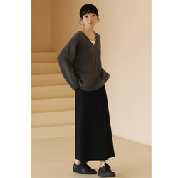 ロングスカート　立体縫い合わせライン　シンプルロングスカート　ブラック　S-XL #338　 16枚目の画像