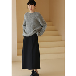 ロングスカート　立体縫い合わせライン　シンプルロングスカート　ブラック　S-XL #338　 6枚目の画像