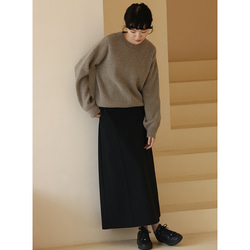 ロングスカート　立体縫い合わせライン　シンプルロングスカート　ブラック　S-XL #338　 12枚目の画像