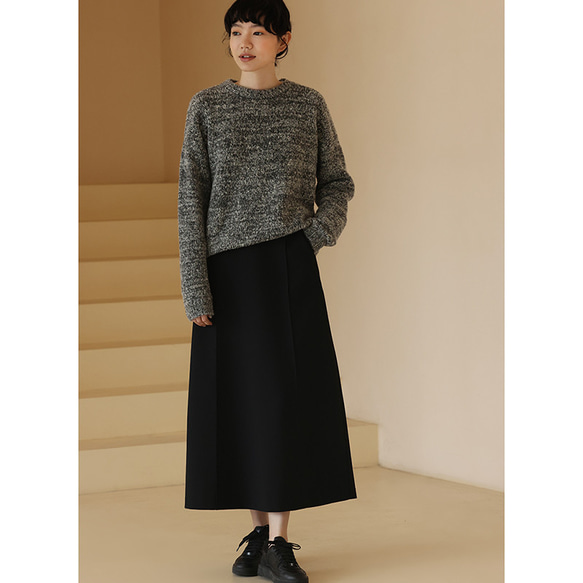 ロングスカート　立体縫い合わせライン　シンプルロングスカート　ブラック　S-XL #338　 5枚目の画像