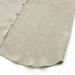 適合季節變換的亞麻兩用立領襯衫裙（自然米色）OP33。 第16張的照片