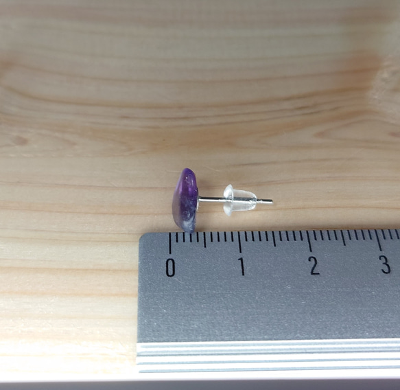 単品 フローライト (濃紫) ピアス サージカル仕様 キャッチはシリコン [69] FL_69 7枚目の画像