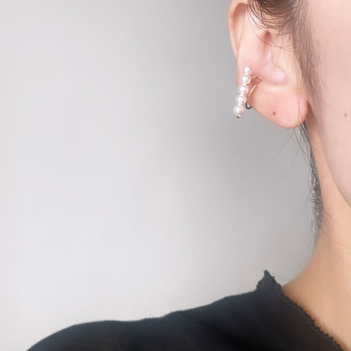 14kgf Pearl line cuffs イヤカフ パール イヤーカフ クリスタルパール  