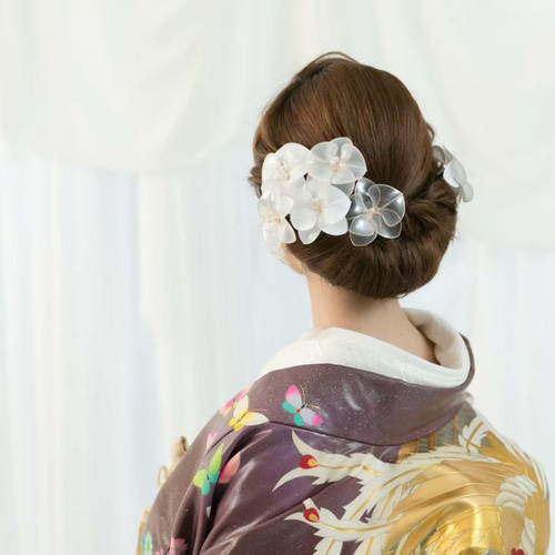 髪飾り　胡蝶蘭　アメリカンフラワー　ディップフラワー　ゴールド　成人式　結婚式 髪飾り 胡蝶蘭 アメリカンフラワー ディップフラワー ゴールド