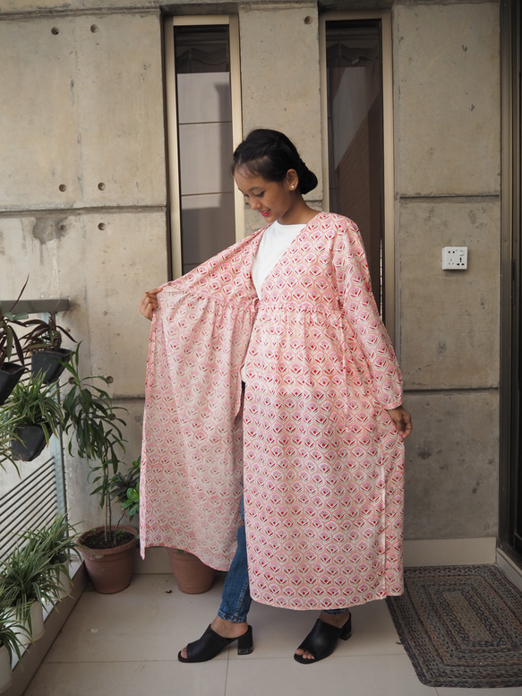 インド綿カシュクールワンピース（羽織） 9枚目の画像