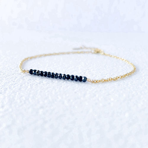 Black × gold 大人ブラック 天然石 ブラックスピネル ライン