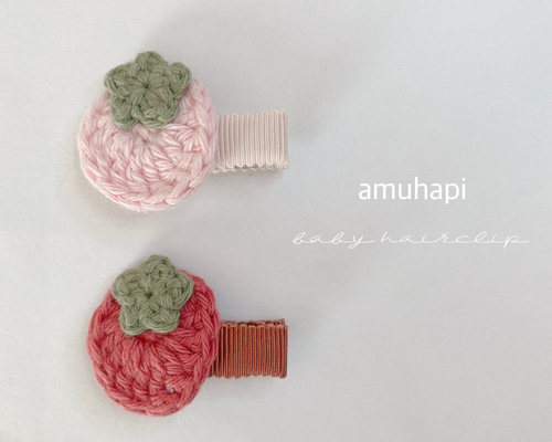 オーダーメイド♡小花付きいちご♡ベビー ヘアクリップ 赤ちゃん 髪留め クリップ いちごちゃんのベビーヘアクリップ⑅﻿ 赤ちゃん ヘアピン 髪留め