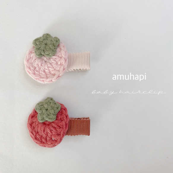 新作 いちごちゃんのベビーヘアクリップ⑅﻿ 赤ちゃん ヘアピン 髪留め ファッション雑貨
