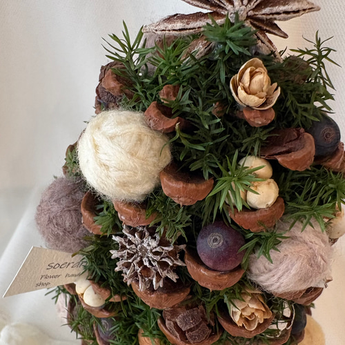 再再販】2025 森のクリスマスツリー BIG松ぼっくりアレンジ☆白ver