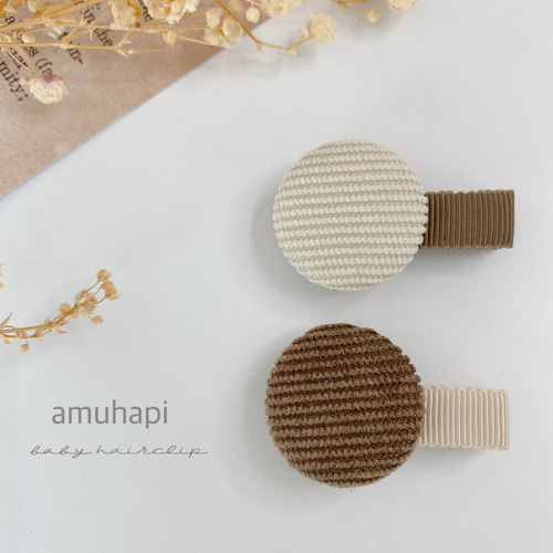 人気のため再入荷】﻿アンティーク ヘアクリップ コーデュロイ