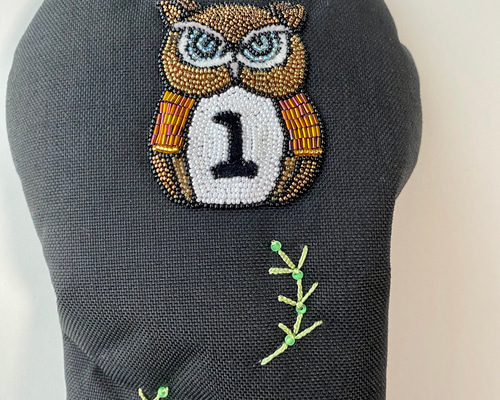 ゴルフ ヘッドカバー ハンドメイド 刺繍 肉球´◡` つまんない