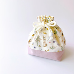 ハンドメイドお弁当袋 白×シルバーラメストライプ×薄パープルビッグ