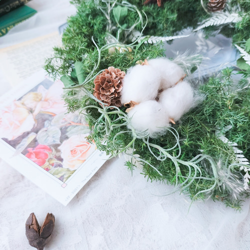 受注生産】幸せ繋ぐ 森のフレッシュグリーンリース 真鍮のベル