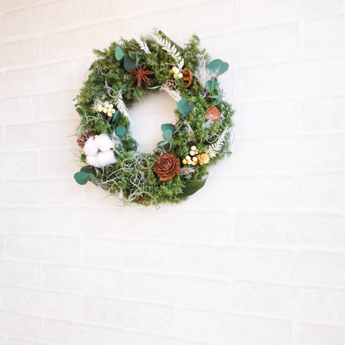 完売❤️アンバーナッツとグリーンのXmasリース⭐️玄関⭐️プレゼント⭐️28cm 0_94b6e7d7bf3ed09653e59ea607f5