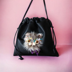 選べる2wey mini bag・ブラウンねこ 1枚目の画像