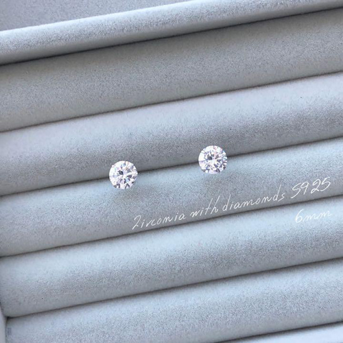 極上の煌めき AAA級ジルコニア 6mm ひと粒ピアス シルバー925