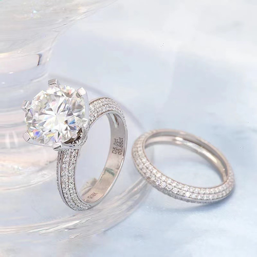 高級仕様】5.0ct モアサナイト ダイヤモンド リング K18 指輪・リング 