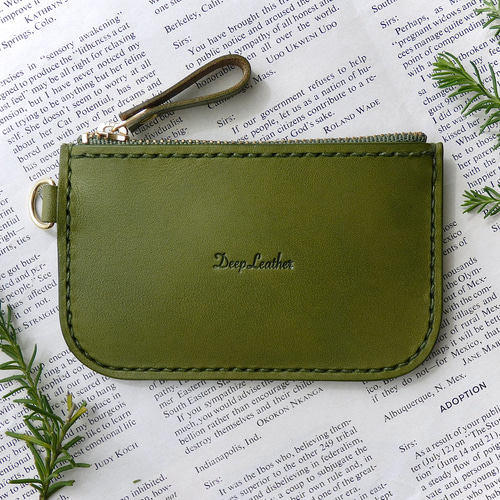 イタリア革の小物入れ／オリーブグリーン 小銭入れ・コインケース