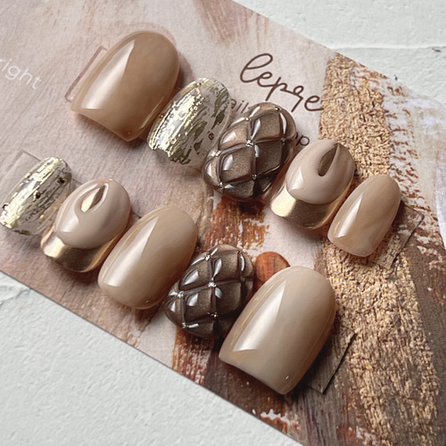 ネイルチップ/キルティング/ミラー/ぷっくり/ニュアンス/マグネット