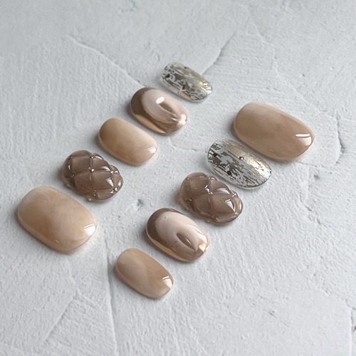 ネイルチップ/キルティング/ミラー/ぷっくり/ニュアンス/マグネット