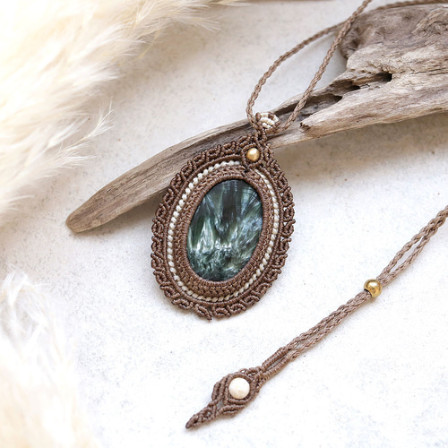 天使の石セラフィナイト×マクラメネックレス 天使の石セラフィナイト×マクラメネックレス 【公式通販】