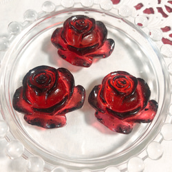 10個　赤　黒　薔薇　カボション　クリア　パーツ　アモール 3枚目の画像