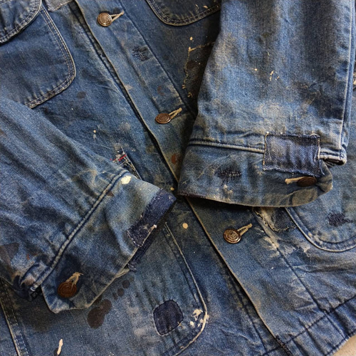 パッチワークリペア ビンテージ デニム カバーオール ジャケット oldgg