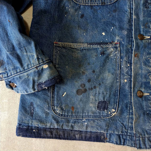 パッチワークリペア ビンテージ デニム カバーオール ジャケット oldgg