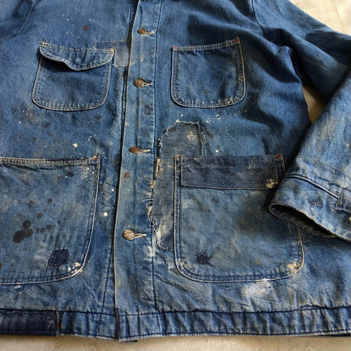 パッチワークリペア ビンテージ デニム カバーオール ジャケット