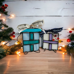 クリスマスプレゼント　２個セット　クリスマス置物　マスコット　ステンドグラス雑貨　サンキャッチャー　　送料無料 3枚目の画像