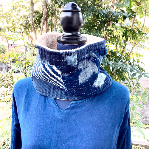 手織り 藍染木綿 刺し子 古布 襤褸  ハンドメイド スカート アンティーク