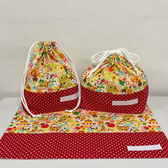 ランチョンマット、コップ袋とお弁当袋3点セット #2160 その他入園