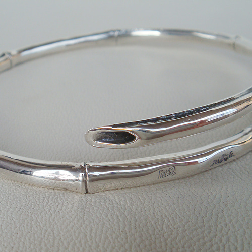 竹バングル　シルバー製　かすう工房 竹バングル シルバーアクセサリー 送料無料 和物 和柄 ブレスレット