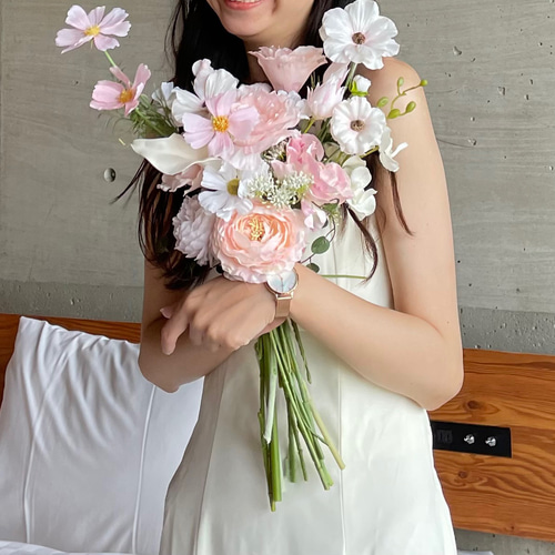 ウェディングブーケ/結婚式ブーケ/韓国ブーケ/ピンクブーケ/アーティフィシャル 大人可愛いピンクで装うブーケ ウエディングブーケ 結婚式