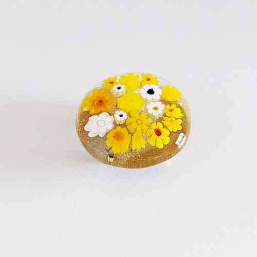 ガラスの帯留め ミルフィオリ イエロー その他アクセサリー サンリット  