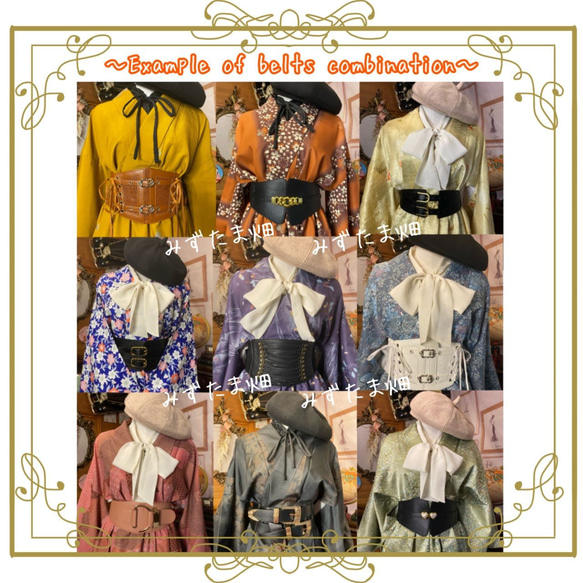 着物 洗える 化繊 ワンピース ドレス ハンドメイド リメイク 帯サッシュベルト 和洋折衷 9枚目の画像