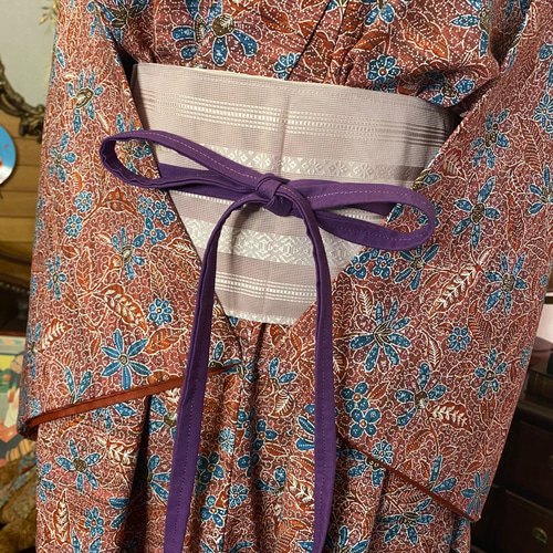 和洋折衷 レトロ 古着 洗える 着物 化繊 和 モダン ハンドメイド