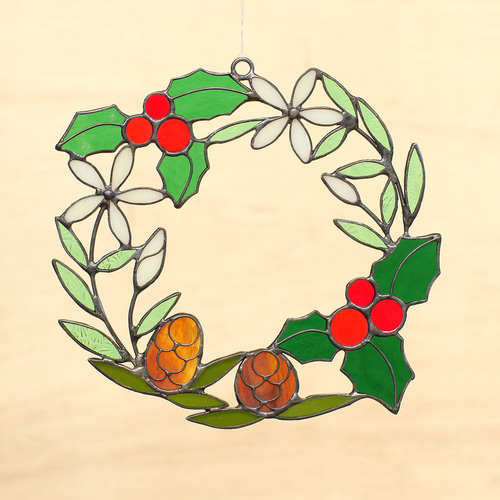 受注作品ステンドグラスクリスマスリース