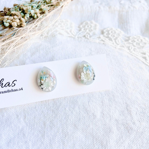60 ちゅるんちゅるんレジン✖︎ガラスチャーム　ピアスorイヤリング 60 ちゅるんちゅるんレジン✖︎ガラスチャーム ピアスorイヤリング