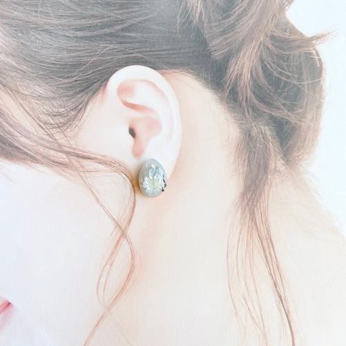 しずくブルー ドライフラワーレジンピアス イヤリング ピアス